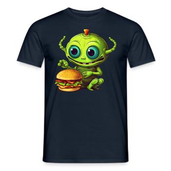Alien à quatre pattes: amateur de restauration rapide - T-shirt homme - marine - Devant - AI Model Male 178 light (178cm)