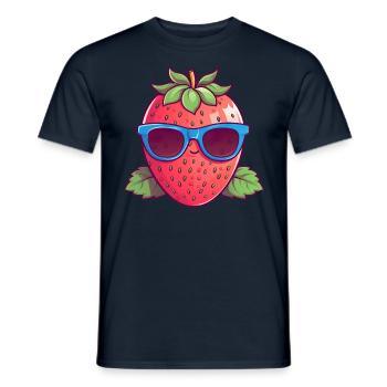 Cool kawaii strawberry: fruity trendsetter - Men's T-Shirt - navy - Front - AI Model Male 178 light (178cm)