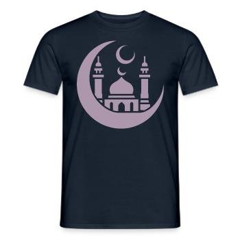 Silhouette de mosquée avec croissant de lune : Art islamique - T-shirt homme - marine - Devant - AI Model Male 178 light (178cm)