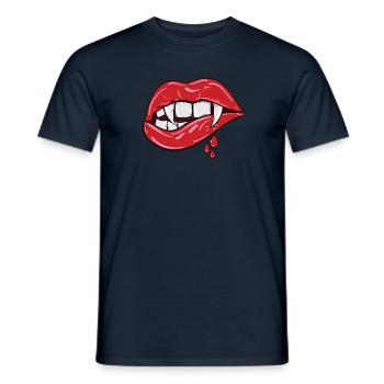 Bite My Lip - Sexy Vampire Lips Grafik - Männer T-Shirt - Navy - Vorne - AI Model Male 178 light (178cm)