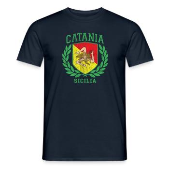 Sicilia Flagge und Schild Trinacria - Catania - Männer T-Shirt - Navy - Vorne - AI Model Male 178 light (178cm)