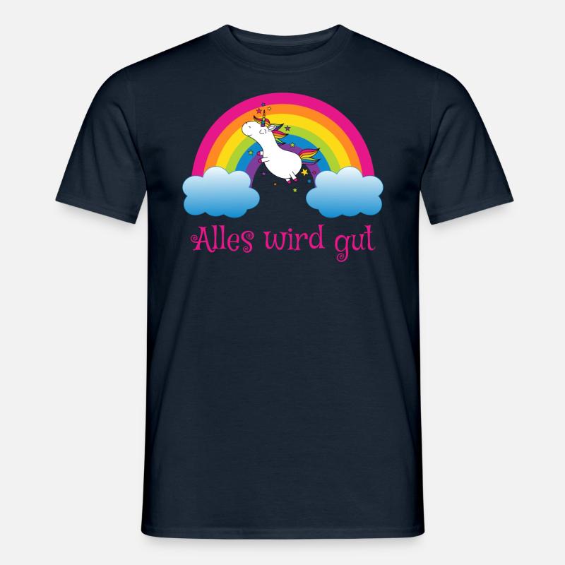 Regenbogen Einhorn Spruch Alles wird gut - Männer T-Shirt - Navy