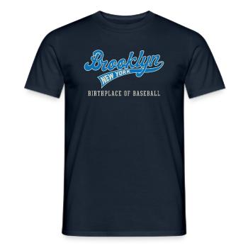 Brooklyn Birthplace of Baseball Badge - Men's T-Shirt - navy - Front - AI Model Male 178 light (178cm)