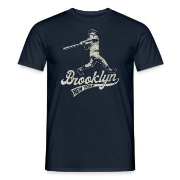 Brooklyn Birthplace of Baseball Faded - Men's T-Shirt - navy - Front - AI Model Male 178 light (178cm)
