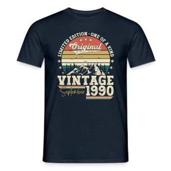 Septembre Né 1990 32ème anniversaire Cadeau - T-shirt homme - marine - Devant - AI Model Male 178 light (178cm)