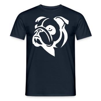 Minimalistische Bulldogge Hund Portrait Silhouette - Männer T-Shirt - Navy - Vorne - AI Model Male 178 light (178cm)