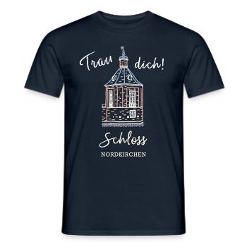 Schloss Nordkirchen, Hochzeitstürmchen, Trau dich! - Männer T-Shirt - Navy - Vorne - AI Model Male 178 light (178cm)