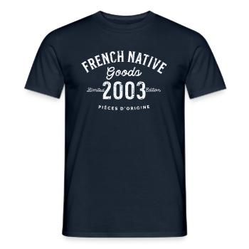 French native Goods 2003 coul - T-shirt homme - marine - Devant - AI Model Male 178 light (178cm)