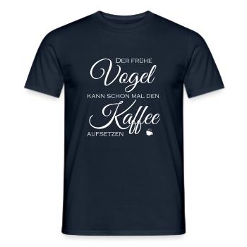The early bird coffee funny saying sleep - Men's T-Shirt - navy - Front - AI Model Male 178 light (178cm)