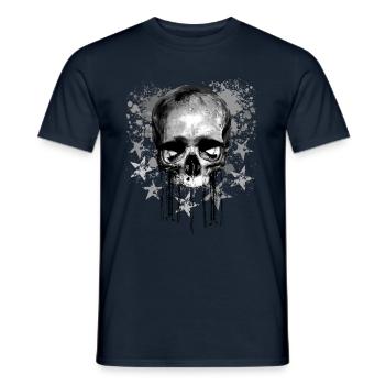 Totenkopf mit Klecksen und Sternen - Männer T-Shirt - Navy - Vorne - AI Model Male 178 light (178cm)
