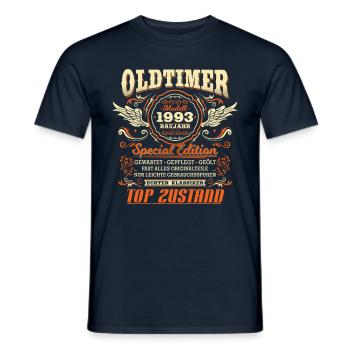 Oldtimer Baujahr 1993 Jahrgang Geburtstag Geschenk - Männer T-Shirt - Navy - Vorne - AI Model Male 178 light (178cm)