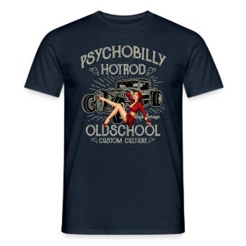 Hot Rod Pinup Oldschool Psychobilly - T-shirt homme - marine - Devant - AI Model Male 178 light (178cm)