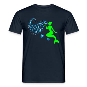Meerjungfrau - Mermaid Kiss - Nixe - See - 3C - Männer T-Shirt - Navy - Vorne - AI Model Male 178 light (178cm)