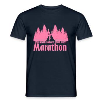 Marathonläuferin Marathon Joggen Marathons Laufen - Männer T-Shirt - Navy - Vorne - AI Model Male 178 light (178cm)