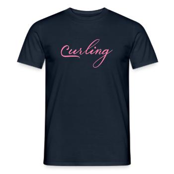 curling - Men's T-Shirt - navy - Front - AI Model Male 178 light (178cm)