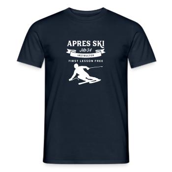 Fête moniteur de ski ski vacances Apres Ski Professeur Skier - T-shirt homme - marine - Devant - AI Model Male 178 light (178cm)