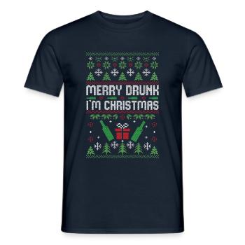 Joyeux ivre je suis Noël laid Noël à boire - T-shirt homme - marine - Devant - AI Model Male 178 light (178cm)