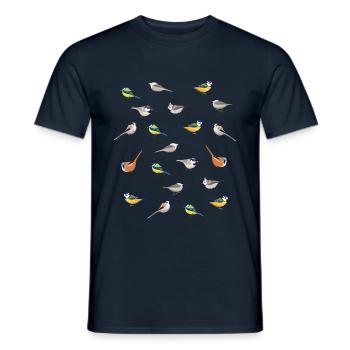 Illustrierte Meisenvögel | Vogelbeobachtung Geschenk - Männer T-Shirt - Navy - Vorne - AI Model Male 178 light (178cm)