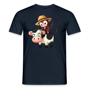 Affe Reitet Eine Kuh auf Safari - Männer T-Shirt - Navy - Vorne - AI Model Male 178 light (178cm)