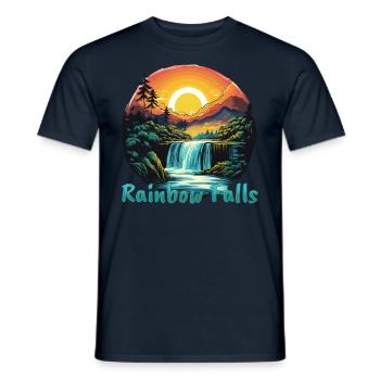 Hawaii Rainbow Falls Sonnenuntergang Design - Männer T-Shirt - Navy - Vorne - AI Model Male 178 light (178cm)