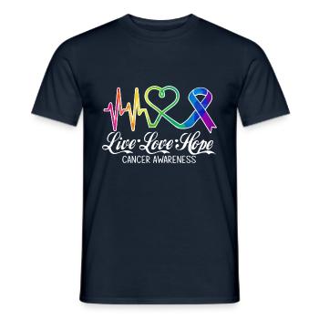 Live Love Hope Cancer Awareness Colorful Symbols - Men's T-Shirt - navy - Front - AI Model Male 178 light (178cm)