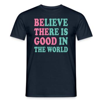 Croire qu’il y a du bien dans le monde Soyez le bien - T-shirt homme - marine - Devant - AI Model Male 178 light (178cm)
