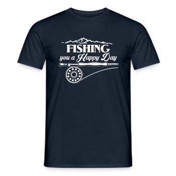 Fliegenfischen Angeln Fliege Natur Happy Day Fisch - Männer T-Shirt - Navy - Vorne - AI Model Male 178 light (178cm)