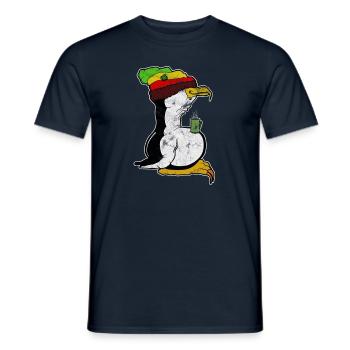 Tux Linux Penguin Coffee Break Ordinateur Nerd Rétro - T-shirt homme - marine - Devant - AI Model Male 178 light (178cm)