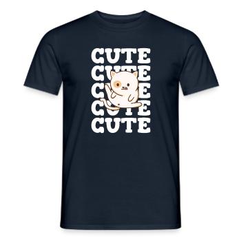 Nettes Katzengeschenk beim Reinigen der Katzenwäsche - Männer T-Shirt - Navy - Vorne - AI Model Male 178 light (178cm)
