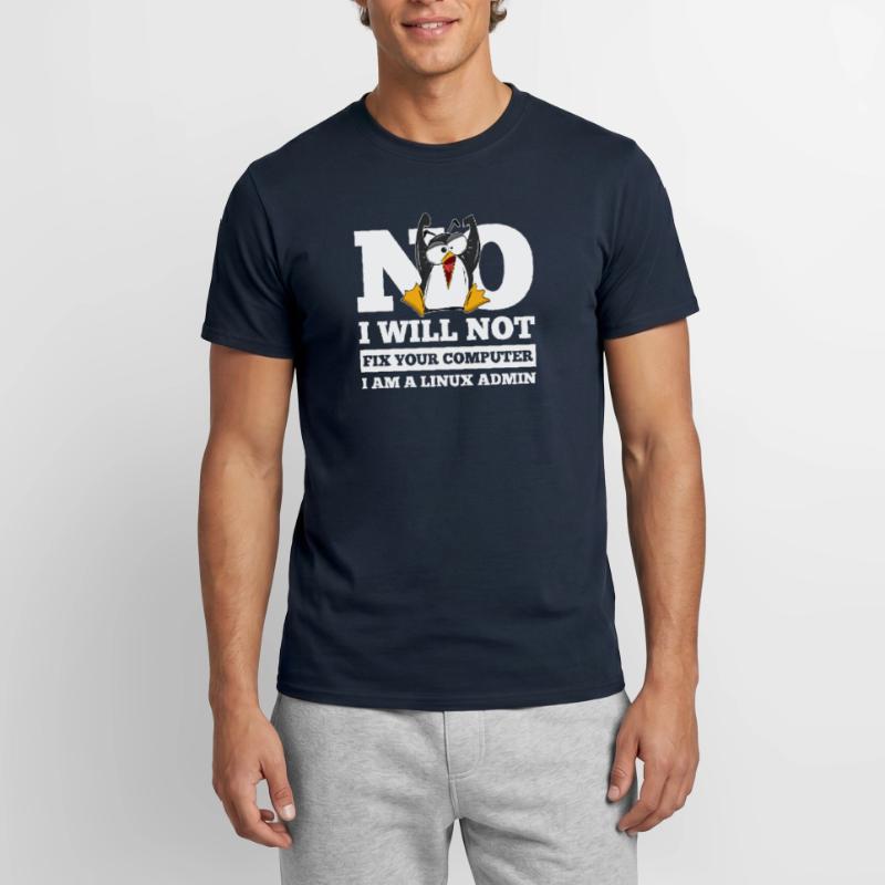 Linux SysAdmin Hacker Coder Penguin Computer Fix Men’s T-shirt