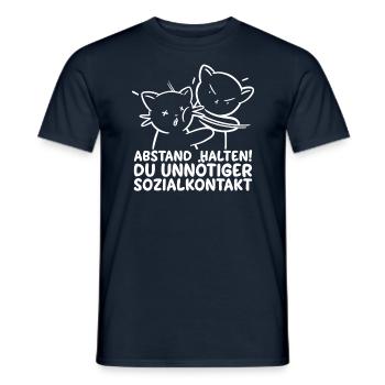 Du Unnötiger Sozialkontakt Abstand Halten Katze - Männer T-Shirt - Navy - Vorne - AI Model Male 178 light (178cm)