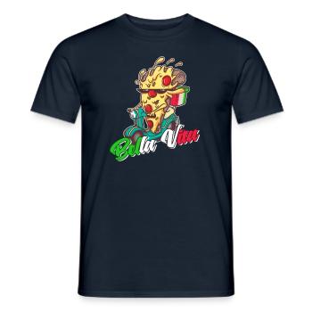 Italien La Bella Vita Pizza Stück auf Scooter für - Männer T-Shirt - Navy - Vorne - AI Model Male 178 light (178cm)
