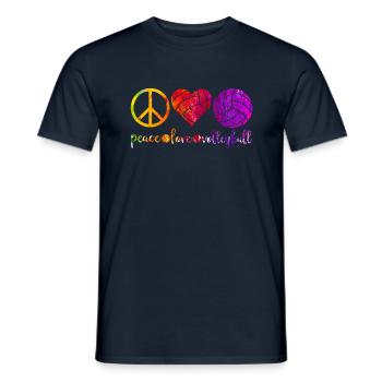 Peace Love und Volleyball in Regenbogen Farbklecks - Männer T-Shirt - Navy - Vorne - AI Model Male 178 light (178cm)