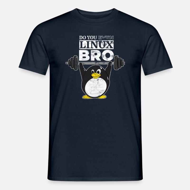 Do You Even Linux Bro Linux Pinguin hebt Gewichte - Männer T-Shirt - Navy