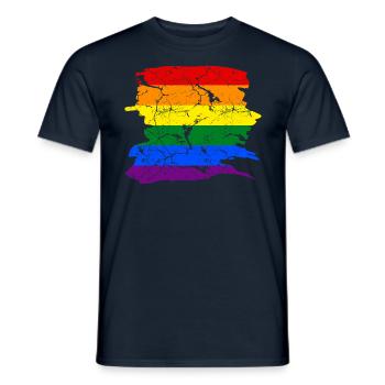 Regenbogen Flagge LGBT Pride - Männer T-Shirt - Navy - Vorne - AI Model Male 178 light (178cm)