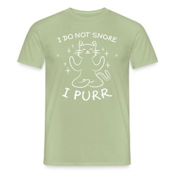 Purring Snoring Funny Saying Cat Gift - Men's T-Shirt - sage - Front - AI Model Male 178 light (178cm)