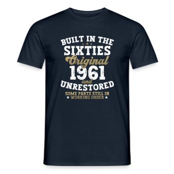 Built in the sixties 1961 61. Geburtstag Herren - Männer T-Shirt - Navy - Vorne - AI Model Male 178 light (178cm)