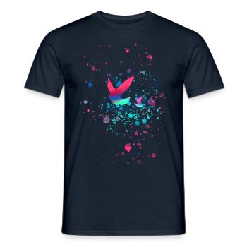 pigeons, sourds, oiseaux, troupeaux d’oiseaux, colorés, graffitis, - T-shirt homme - marine - Devant - AI Model Male 178 light (178cm)