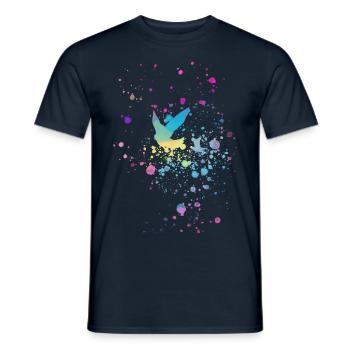 pigeons, sourds, oiseaux, troupeaux d’oiseaux, colorés, graffitis, - T-shirt homme - marine - Devant - AI Model Male 178 light (178cm)