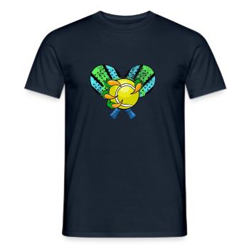 Padel Schläger mit einer Reptilien Hand mit Padel - Männer T-Shirt - Navy - Vorne - AI Model Male 178 light (178cm)