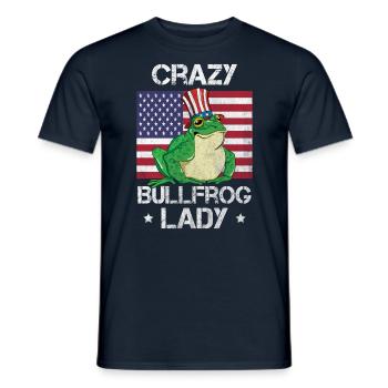 Verrückte Amerika Ochsenfrosch Lady fängt und isst - Männer T-Shirt - Navy - Vorne - AI Model Male 178 light (178cm)