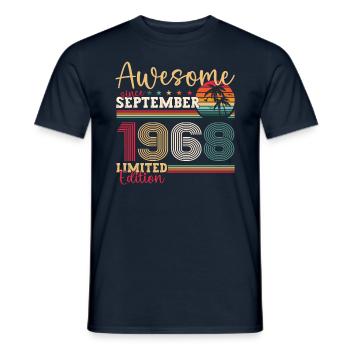 Awesome September 1968 54th Birthday Gift - Men's T-Shirt - navy - Front - AI Model Male 178 light (178cm)