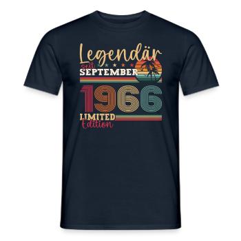 Legendär September 1966 56. Geburtstag Geschenk - Männer T-Shirt - Navy - Vorne - AI Model Male 178 light (178cm)