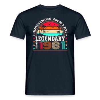 Legendary September 1981 41st birthday gift - Men's T-Shirt - navy - Front - AI Model Male 178 light (178cm)