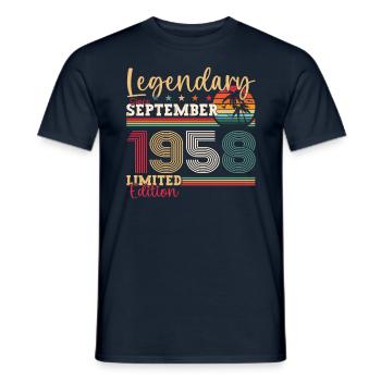 Legendary September 1958 64th birthday gift - Men's T-Shirt - navy - Front - AI Model Male 178 light (178cm)