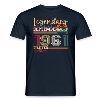 Legendary September 1961 61st birthday gift - Men's T-Shirt - navy - Front - AI Model Male 178 light (178cm)