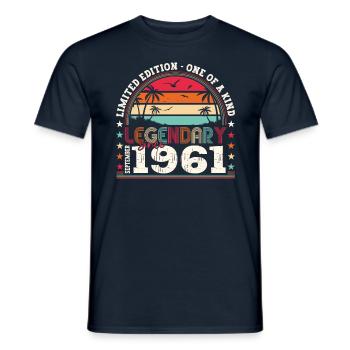 Legendary September 1961 61st birthday gift - Men's T-Shirt - navy - Front - AI Model Male 178 light (178cm)