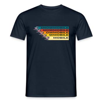 Schneemobil Monster Rennen in coolen Retro Farben - Männer T-Shirt - Navy - Vorne - AI Model Male 178 light (178cm)