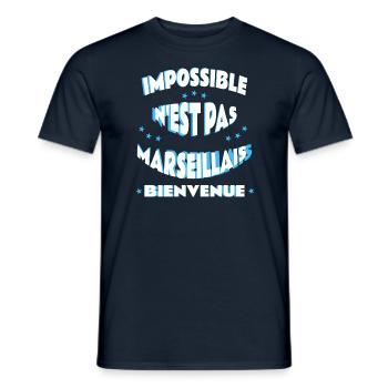 Impossible n'est pas marseillais - T-shirt homme - marine - Devant - AI Model Male 178 light (178cm)