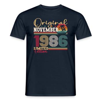 Original November 1986 36th Birthday Gift - Men's T-Shirt - navy - Front - AI Model Male 178 light (178cm)
